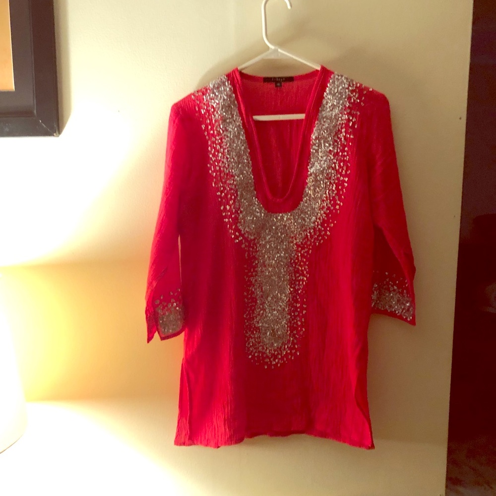 Sequin v neck tunic